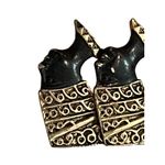 Vintage Egyptian Revival Pin Brooch 4 Queen Nefertiti Gold Tone Black Enamel 2" Photo 2