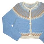 J.Crew NWT Fair Isle Cardigan in Frosted Tundra Snow Brushed Yarn Sweater L Photo 1