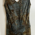 VTG AGB Dress Brown Blue Floral Sparkle Fairycore Y2K Size 8 Flapper Photo 1