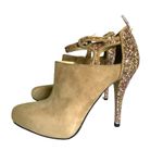 Enzo Angiolini  Suede Glitter Strappy Ankle Booties Heels Back Zip 4.5” Sz 8.5M Photo 4