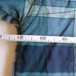 Free People  Oversized Raw Hem Button Down Shirt S Blue Plaid Photo 6