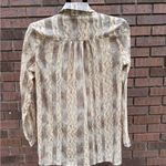 Entro Snake Skin Print Relaxed Sheer Blouse Front Tie Brown Tan Size Small Photo 4