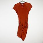 Jacquemus  Sheath Cupro Stretch Lightweight Side Cut Out Draped Mini Dress Rust M Photo 2