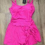 Pink Ribbed Swim Dress with Bow Detail Photo 0
