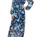 Slny SL Fashions Women's V-Neck Chiffon Long-Sleeve A-Line Maxi Dress Sz 14 Photo 0