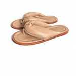 free people Vicenza Beige Leather Thong Sandals Minimalist Casual puffy Slides 6 Tan Photo 2