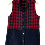 NTCO Nomadic Traders Sweater Vest Women Medium Red Black Plaid Wool Pockets Photo 0