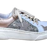 Pink Lily Silver Taupe Star Sneaker Shoe Glam Glitter Size 8 Photo 0