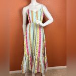 J.Crew  Tiered midi dress in seersucker ribbons Summer Fun Rainbow Stripe 0. E10 Photo 8