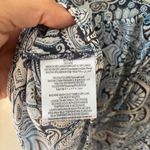 BCBGeneration Sz L Sheer Blue Paisley V Neck Blouse Top Loose Fit Photo 5