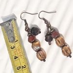 Boutique Artisan Crafted Beaded Copper Dangle Earrings Boho Bohemian Music Festival NWT Photo 2