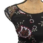 American Vintage Y2K Paper Doll Sequin Embroidered Mesh Floral Top Black Sheer Mesh Size Small Photo 1