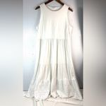 Charter Club  XL Tiered Eyelet Sleeveless Classic White Dress Photo 6