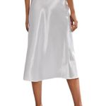 SheIn 🆕Satin Side Zip White Midi Skirt Photo 1