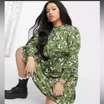 ASOS Curves New Look Avocado Green Amelie Floral Balloon Sleeve Smock Dress Size undefined Photo 3