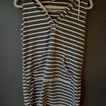 Gray and White Casual Striped Hooded Beach Cover Photo 0