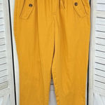 Loft High Rise Paper Bag Straight Leg Crop Pants Yellow Small Elastic Baggy Photo 0