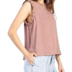 Current Air Anthropologie  Mauve Ruffle Trim‎ Tank Blouse | L Photo 0