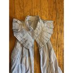 Alexis Dress Womens Medium Blue Stripe Ruffle Collar Tie Waist Button Front Photo 6