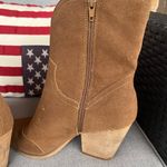 Brown Suede Western Ankle Boots Size 9 – Pointed Toe Cowboy Style Photo 4