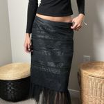 vintage 90s y2k black silk tiered lace fairy goth tulle low rise midi maxi skirt Size XS Photo 2