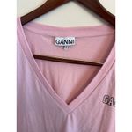 Ganni Pink V-Neck Software Jersey Rosa Crewneck Logo Tee Size Medium Photo 8
