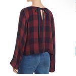 Bella Dahl  Plaid Bell Sleeve Tie Back Top size S Photo 3