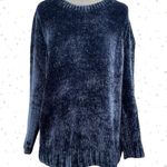 Orvis  Chenille Sweater Midnight Blue Relaxed Soft Cozy Style Shiny Navy Size M Photo 0