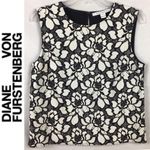 Diane Von Furstenberg DVF  Black & White floral Print Sleeveless Tank Top 10 Photo 1