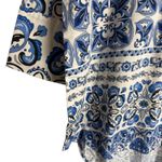 Tuckernuck Majolica Tile Print Blue White Relaxed Coastal Tunic Top Size XS Photo 4