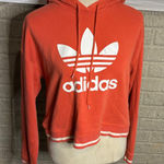 Adidas Cropped Hoodie Coral Orange Trefoil Logo Long Sleeve Women's S Photo 0