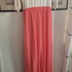 Pink Blush 3/4 Sleeve White Pink Maternity Maxi Dress Sz M Lightweight Easy Wear Photo 8