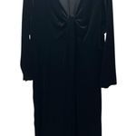Lands' End  Womens 18 V-Neck Long Sleeve Black Velvet Shift‎ Dress Classic Photo 0