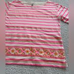J.Crew Top Size Small Striped Embroidered Pink Career Workwear Preppy Photo 2