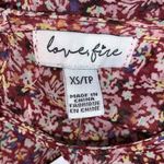 Love, Fire Womens Blouse Top Shirt Ruffled Smocked Hem Sheer Floral Red XS Photo 10