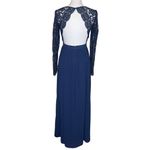 Lulus  Navy Blue Lace Long Sleeve Scallop Maxi Dress Open Back Formal Gown XS Photo 1