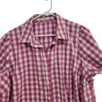 Woman Within  Casual Button Up Shirt Short Sleeve Pink Checkered Size XL 18/20 Photo 2