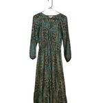 Anthropologie Boemo Peasant Boho Maxi Dress balloon sleeve Tealgold Paisley Fall Blue Size undefined Photo 2