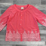 Forgotten Grace  pink embroidered lace 3/4 sleeve button down size medium 021 Photo 0