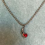Red sparkly bling platform heel shoe necklace silver tone chain Photo 0