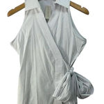 Ann Taylor sleeveless pinstripe wrap side tie blouse Sz 12 Cotton Blend Stretch Photo 0