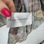 PERSEVERANCE London Poppy Floral Mini Skirt Smocked Tiered Ruffle Linen Sz 16 Black Photo 8