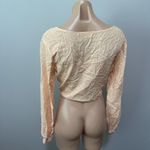 Urban Outfitters  Peach Micro Floral Print Twist Front Crop Top Shirt Small Pink Photo 2