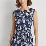 Lauren Ralph Lauren Floral Crepe Dress Blue Navy Size 10 MSRP $145 Photo 1