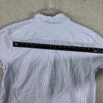 LL Bean Seersucker Shirt Women XL Popover Blue White Striped Short Sleeve Photo 5