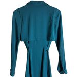 AYR Teal Blue Silk Long Sleeve Belted Midi Trench Dress Size 0 Photo 9