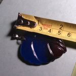 Large Quartz Leaf Pendant in Stainless Steel Blue Photo 4