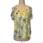 Free People ‎ Yellow Baja Babe Printed Cold Shoulder Short Sleeve Top Size XS Photo 5