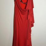 John Paul Ataker rust orange gemstone ruffle strappy gown Size 6 Photo 4