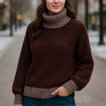 Nine West Burgundy Turtleneck Sweater Photo 0